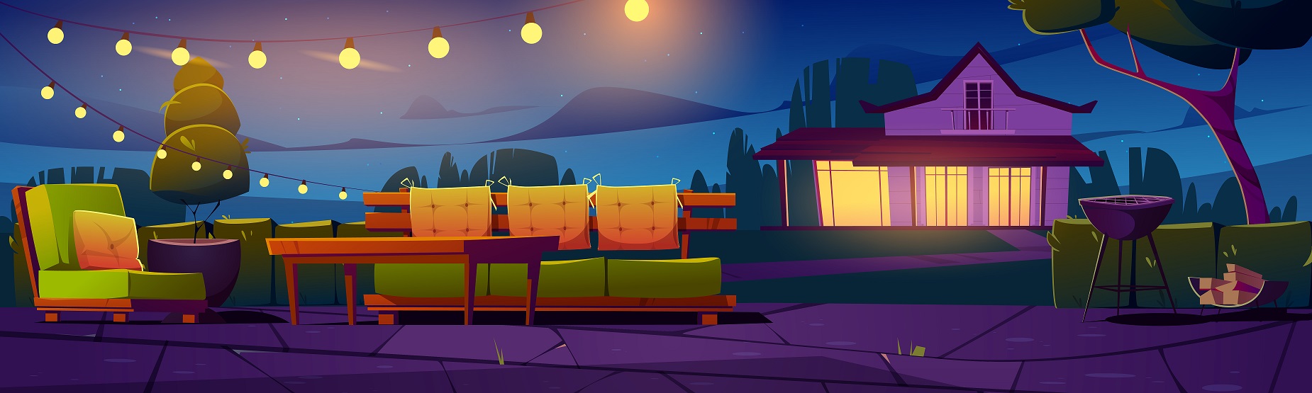 نورپردازی روف گاردن با چراغ های محوطه یاسام الکتریک